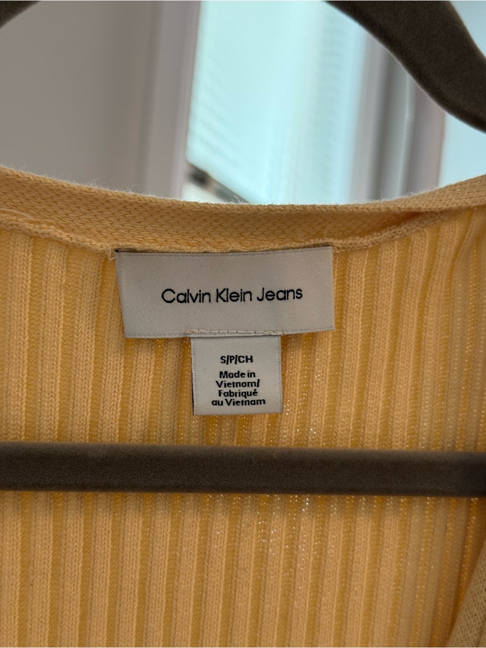 Calvin Klein Yellow Ribbed Button-Front Midi Dress - Picture 4 of 4
